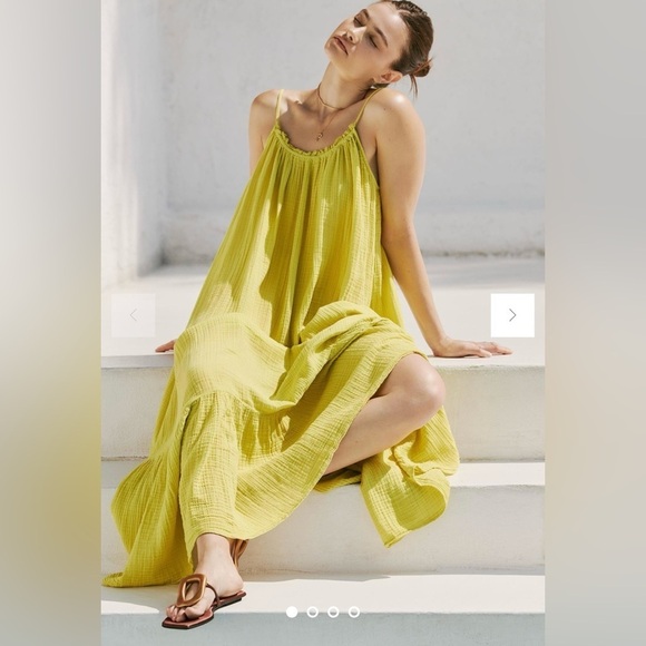 Anthropologie The Malika Gauze Dress Medium Lime Green Beach Boho Maxi Cotton - Picture 1 of 8